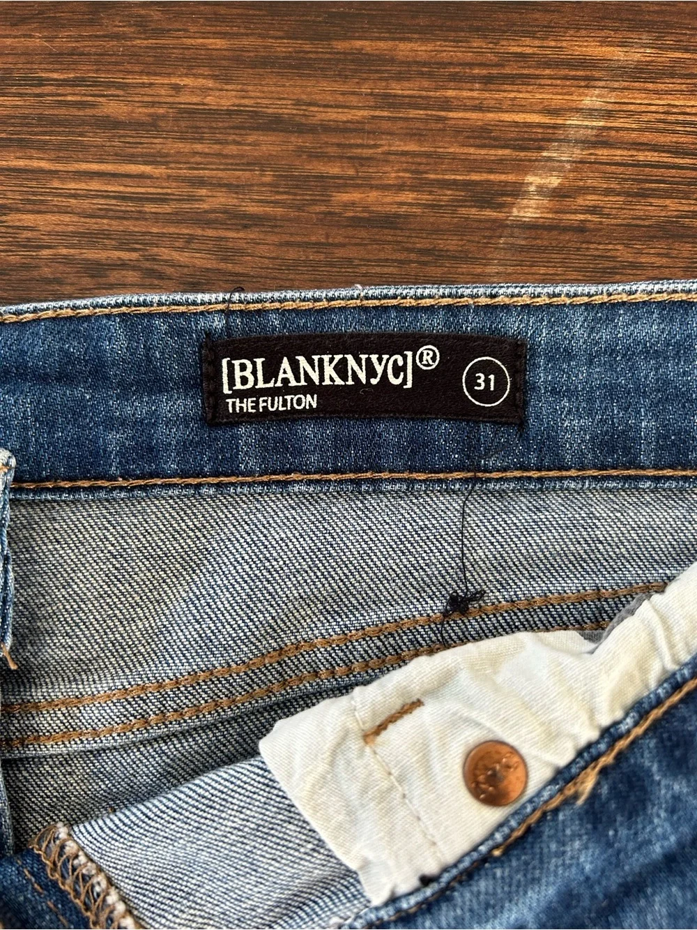 Blank NYC Distressed Dark Blue Rolled-Hem Denim Shorts